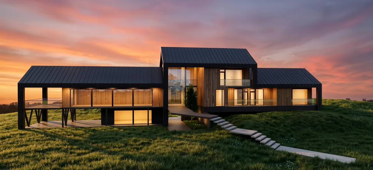 Casa Mirador del Lago · Fachada al atardecer